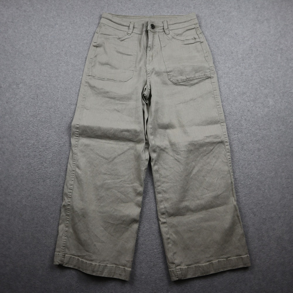 Kuhl Pants Womens 2 Reg Wide Leg Tan Linen Blend Cropped Outdoor Casual Gorpcore - Picture 1 of 13